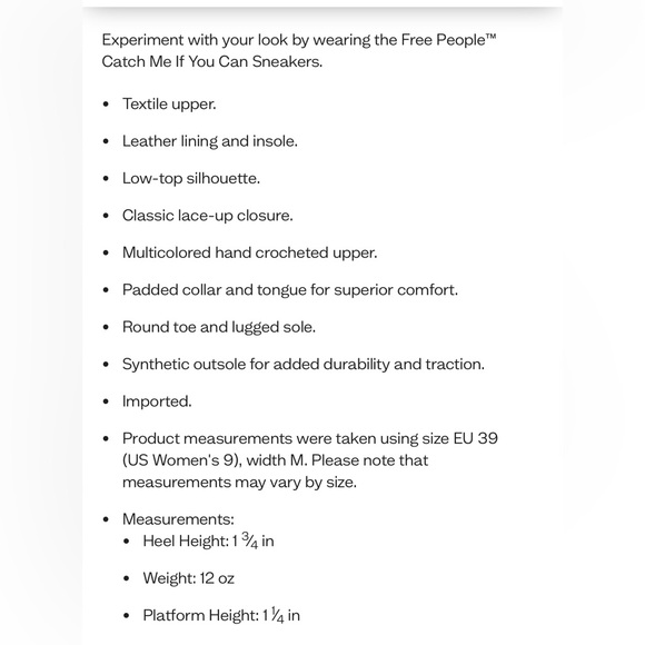 Free People Catch Me If You Can Sneakers. Size 39 or Women’s 9. Brand New - Picture 10 of 10